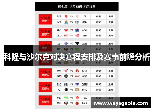 科隆与沙尔克对决赛程安排及赛事前瞻分析